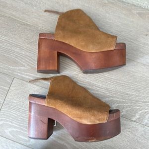 Jeffrey Campbell / free people, suede, and wooden clogs (open toe) 8